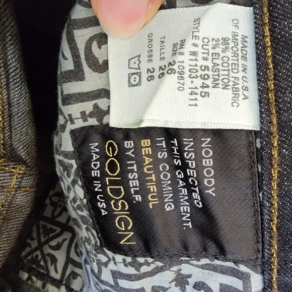 Goldsign Embroidered Denim Jeans Envy Tall Size 26 Skinny - Picture 5 of 5